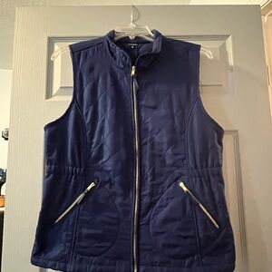 Hannah Midnight Blue Quilted Vest with Gold Zippers